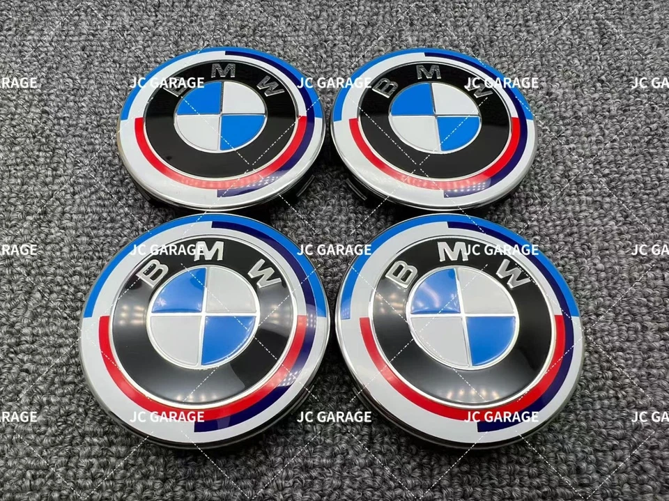 BMW 50th Anniversary White Blue Alloy 56mm 68mm Wheel Center Cap Hub Caps - Image 3 of 4