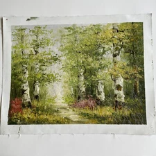 Sunlit Forest Path Impressionism Oil Painting 12" x 16"