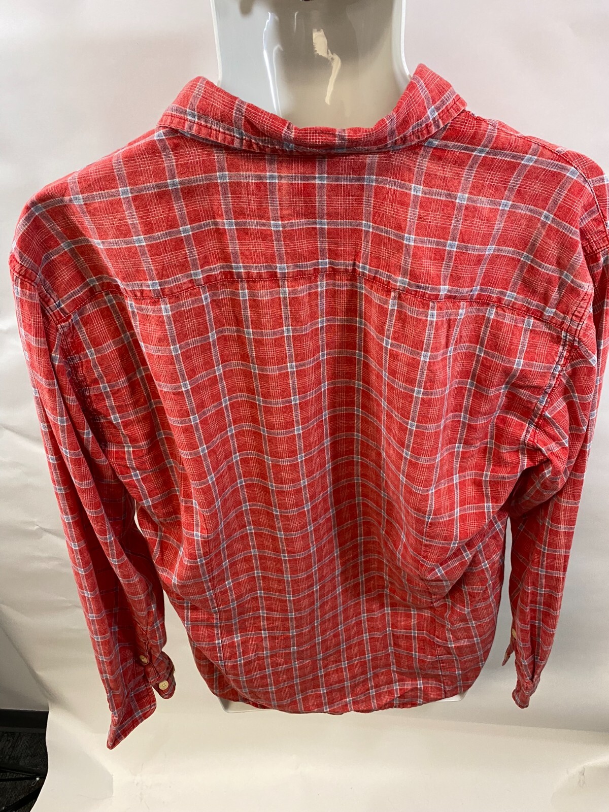The Normal Brand Mens Long Sleeve Red Plaid 100% Cotton Shirt Large