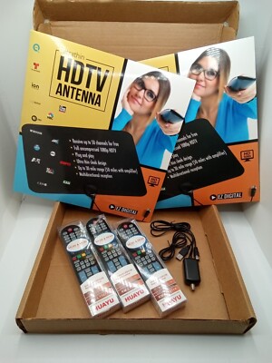 Bundle Pack -2 EZ Digital TV Antenna, 3 Huayu TV Remote, 1 EZ Digital Amplifier