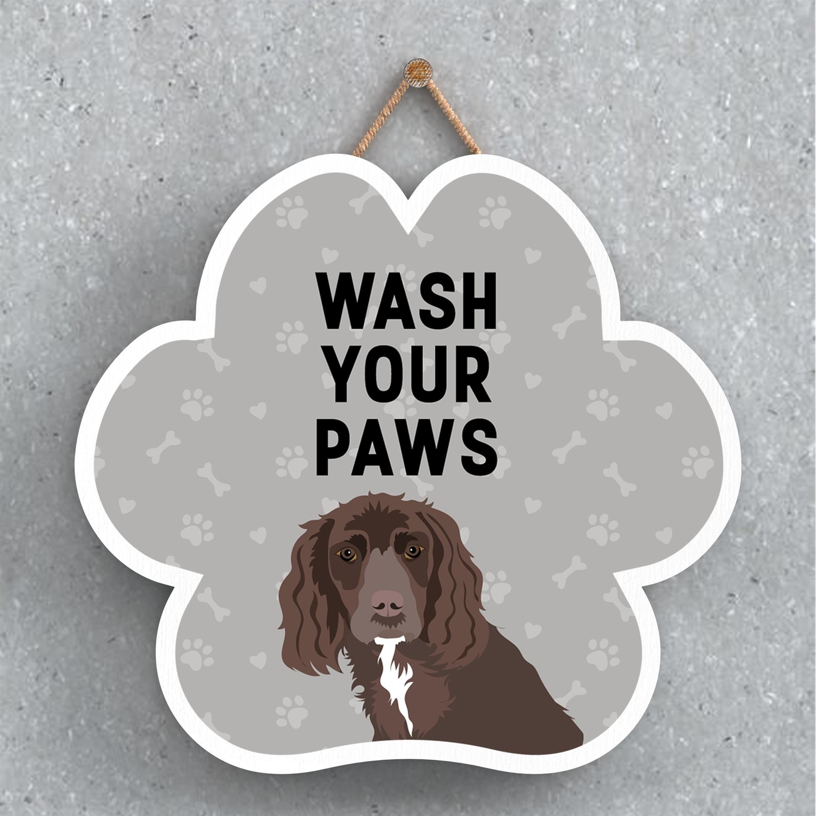 Working Cocker Dog Wash Your Paws Katie Pearson Artworks Pawprint Hanging Plaque
