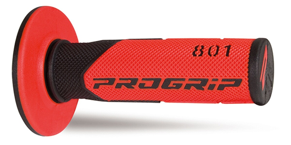 Poignées PG801 OFF ROAD bi-composant noir et rouge 115mm pour guidon de moto