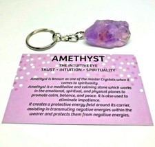 Amethyst Crystal Key Ring Keyring Healing Gem stone quartz UK seller + card