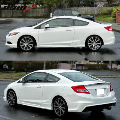 HFP Style Side Skirts For 2016-2021 Honda Civic Sedan (Including Si) - Unpainted Black PP Pair