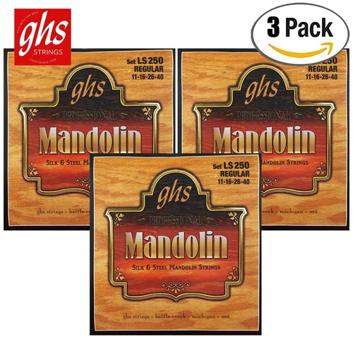 3-PACK GHS LS250 Silk & Steel Mandolin Strings Regular 11-40