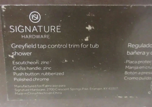 Signature Hardware Greyfield tap control trim for tub shower Chrome - Picture 5 of 5