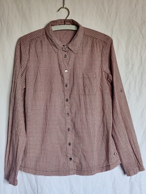 ZERO Bluse Rot-Weiß Muster Gr. 36 Krempelärmel 100% Baumwolle