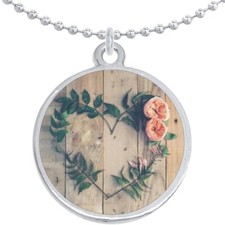 Flower Heart Round Pendant Necklace Beautiful Fashion Jewelry