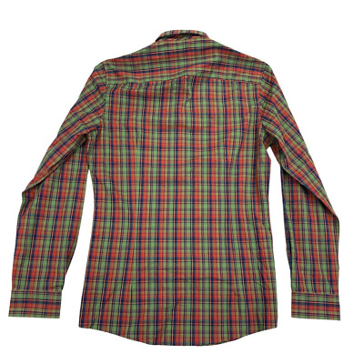 green and red dress shirt Hisdern Men's Long Sleeve Plaid Shirt Red Green Casual Button-Up 3XL