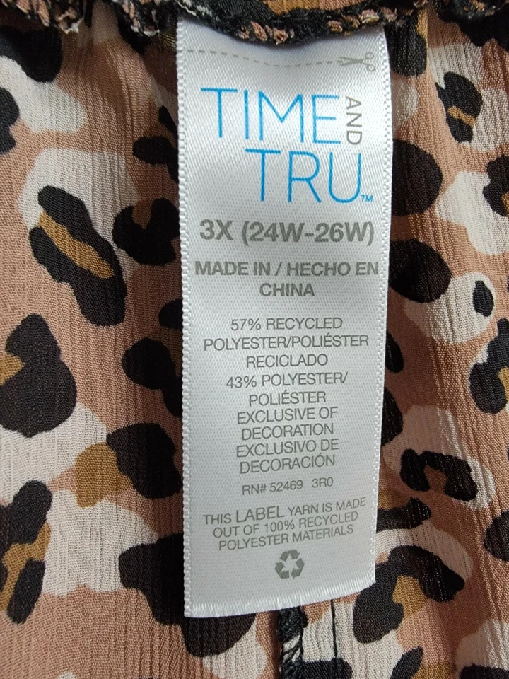 Time And Tru Womens Pants Size 3X 24W/26W Black Brown Leopard Print - Image 2 of 4