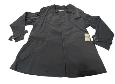Coldwater Creek Classic Black Belted Trench Coat Jacket SIZE W18 NEW- FADED 