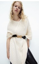 ZARA EMBOSSED STRETCHY BELT BLACK SZ 30 XS/S NEW