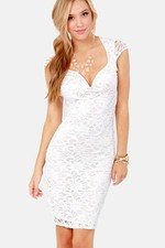 Hollow Out Trendy Lily Lace Party Midi Dress White Large