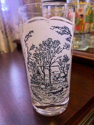 Royal Glass 12 oz Tumbler-The Old Grist Mill(Currier & Ives)