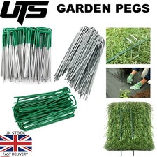 METAL GROUND GARDEN WEED BARRIER MEMBRANE PINS FABRIC HOOKS PEGS STAPLES U PINS