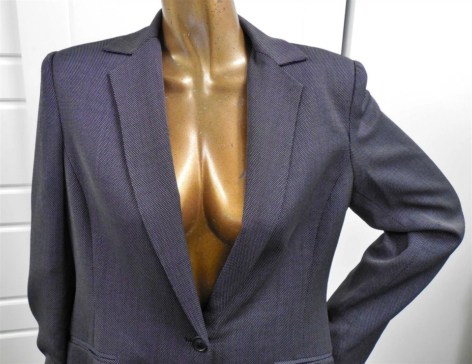 Chaqueta Blazer Oscar de la Renta EE. UU. Negro Blanco Mezcla Lana Talla 14 Foto 2 de 4