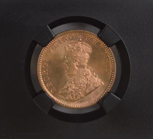 1933 C KG V British India 1/4 Anna Black Core - NGC Graded MS 67 RD