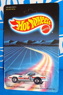 Hot Wheels Vintage 1988 Mainline #3973 Corvette Stingray White w/ #35 Tampos BWs