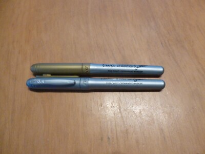 2 BIC Marker Permamentmarker gold silber Fine Point BIC intensit  Farbstifte neu