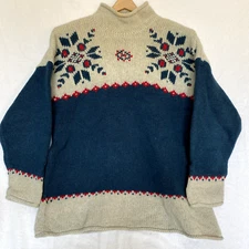 Vintage Eddie Bauer Knit Sweater Women's Medium Petites Wool Outdoor Outfitter