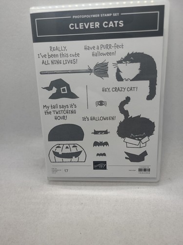 CLEVER CATS Stamp Set Stampin Up Kitty Halloween Crazy Cat Broom Nine Lives - Picture 22 of 23