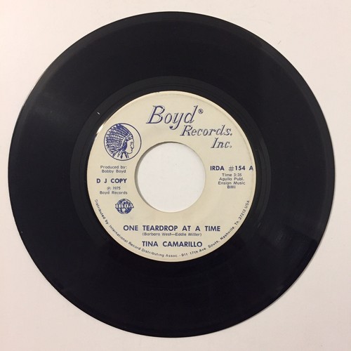 Tina Camarillo One Teardrop At A Time 7" Single Vinyl Boyd Records DJ Copy 1975 - Picture 2 of 4