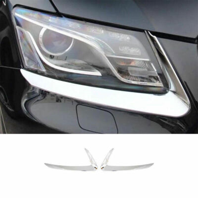 Fit For Audi Q5 2009-2011 2012 ABS Chrome Front Headlight Lamp Eyebrow Trim 2PCS