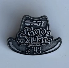 1993 AGT CS Rope Square Calgary Stampede Cowboy Foods Grey Toned Hat Lapel Pin