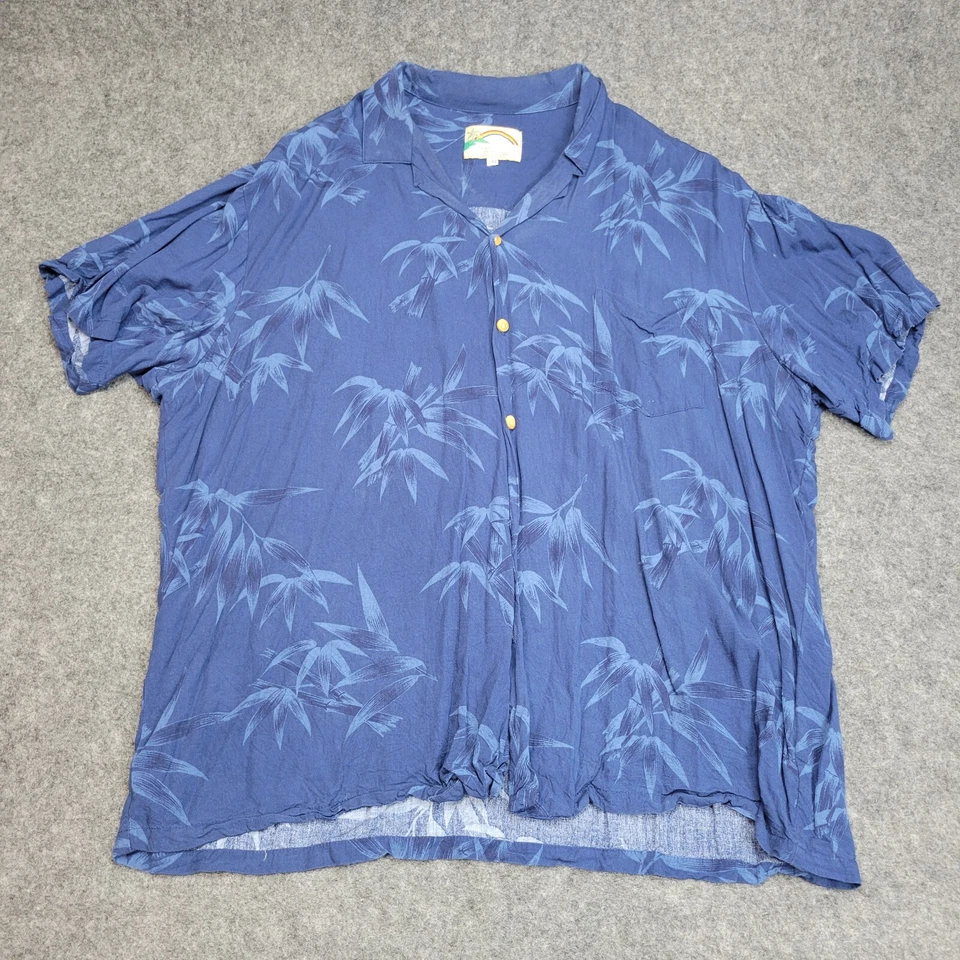 Camisa De Colección Paradise Found Para Hombres 2XL Azul Hawaiano Bambú Hecha en Hawaii Resort Foto 2 de 4