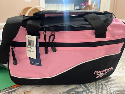 Vtg  Reebok Pink/Black Duffel Bag/ Gym Tote & Shoulder Strap Workout Gear 16x9