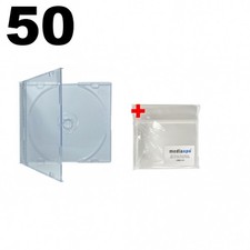 50 SLIM Clear CD Jewel Cases  100 OPP Plastic Wrap Bag