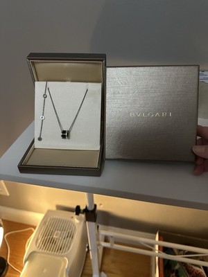 Bvlgari B.zero1 Silver Signed Round Pendant Chain Necklace