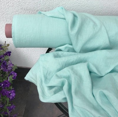 Natural Linen Fabric by the Yard Soft Washed Medium Weight Sewing Clothing 58'' W