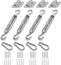 HOMPER M6 Awning Attachment Set, Heavy Duty Sun Shade Sail M6-444, Silver 