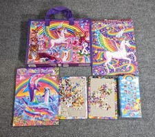 Lisa Frank Trifold Portfolio 2016 Unicorn Folding Binder Puzzle, Stickers, Book