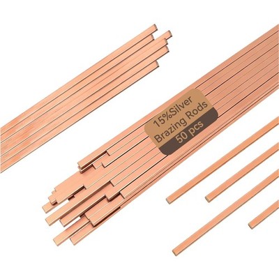 50 Sticks Brazing Rods BCuP-5 15% Silver Solder Phos Copper Flat Welding Rods...