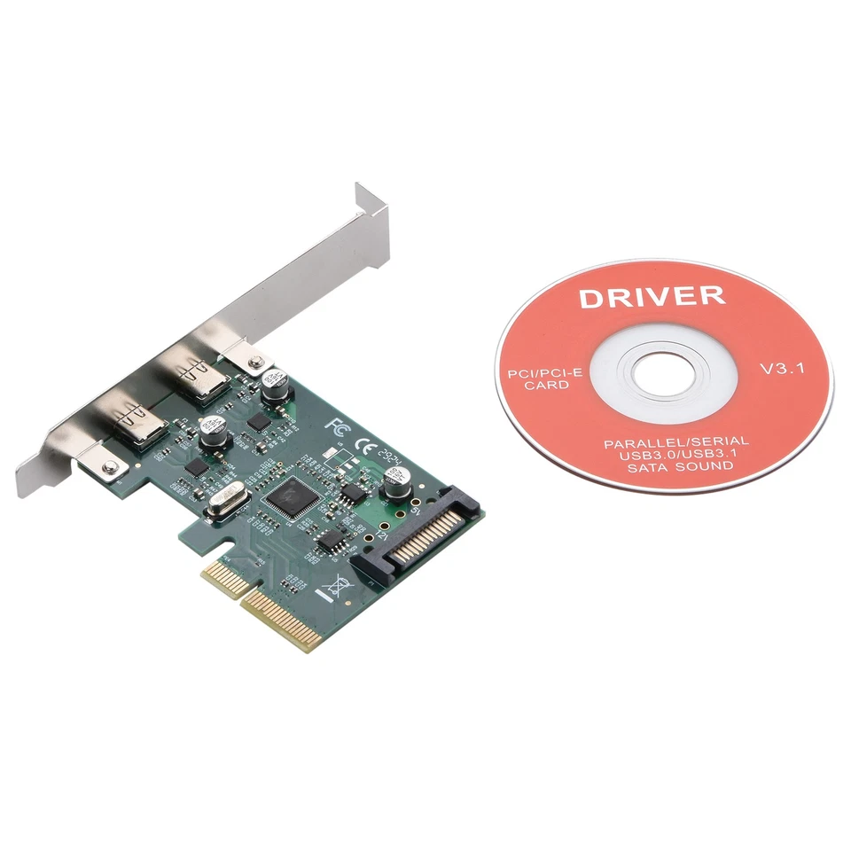 PCI-E 4x Express to USB 3.1 USB-C Type C Dual Port Add on Expansion Card Adapter - Image 4 of 4