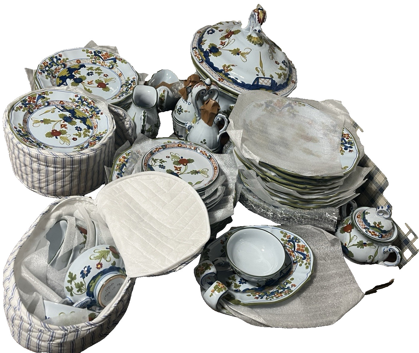 72-Piece SAMM Italian Garofano Faenza Blue Carnation Ceramic