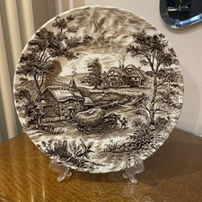 Vintage Ridgway Staffordshire Ironstone Hayride Hand Engraved Plate 25cms