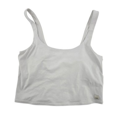 Vuori Tank Top Women Large White Daily Crop VW1027 Activewear Scoop Neck Stretch