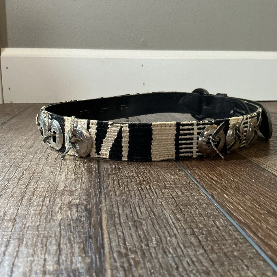 Cinturón de Cuero Express Años 90 DE COLECCIÓN Talla M Guatemala Tejido Abstracto Hebilla Y2K Mujer Foto 2 de 4