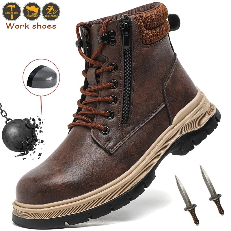 Fashion Safety Shoes Men's Work Steel Toe boots Indestructible Protective Shoes