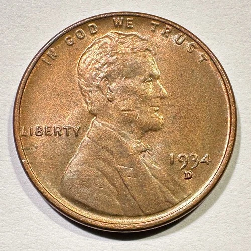 1934-D Lincoln Wheat Cent Penny Uncirculated Nice Luster Great Album Coin