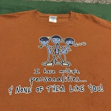 Vintage Y2K Funny Multiple Personalities Skate Grunge T-Shirt Mens Large L