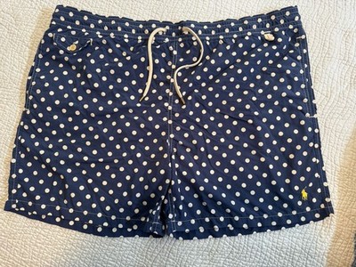 Polo Ralph Lauren Men's Blue White Polka Dots 5'' Lined Swim Trunks Shorts XXL