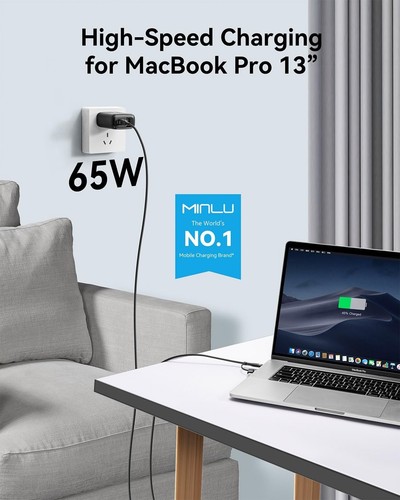 MINLU 65W 3-Port GaN USB-C Charger – PPS Fast Charging Block + 100W 2-in-1 Cable - Picture 6 of 8