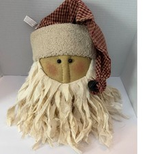 Primitive Country Santa Claus Head Rustic Farmhouse Christmas Decor. NEW W TAG