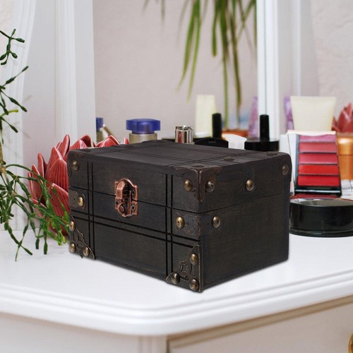 Vintage Holz Schatz Schmuckkästchen Wohndeko Schmuck Aufbewahrungsbox - Bild 16 von 20