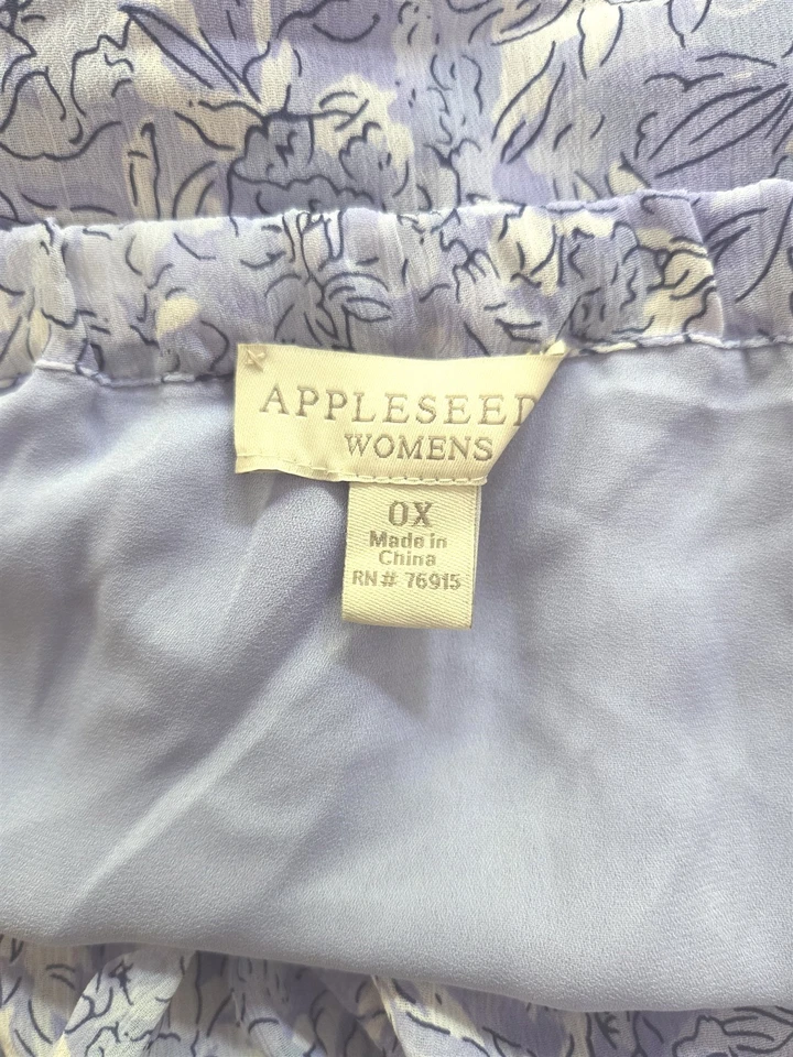 NUEVA Falda Midi Appleseed's Para Mujer 0X Línea A Acampanada Floral Crepé Púrpura Blanca Foto 3 de 4