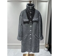 Chanel Wool Coat Size 38 Black Women's